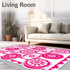 Vibrant Pink Floral Medallion Arrangement Rug