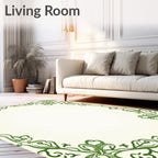 Emerald Green Floral Vine Border Rug