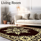 Golden Floral Medallion Border Rug