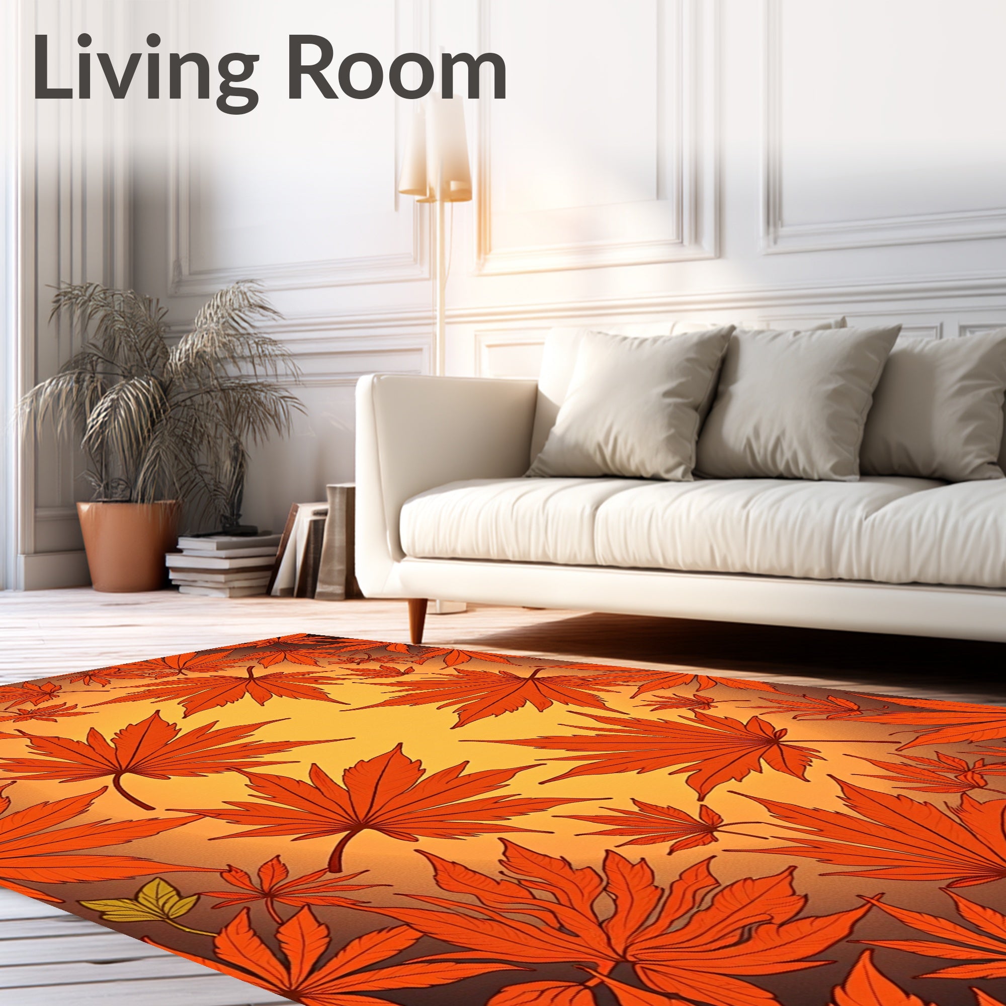 Autumn Maple Leaves Gradient Background Rug