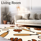 Brown Baseball Mitts Bats Balls Rug