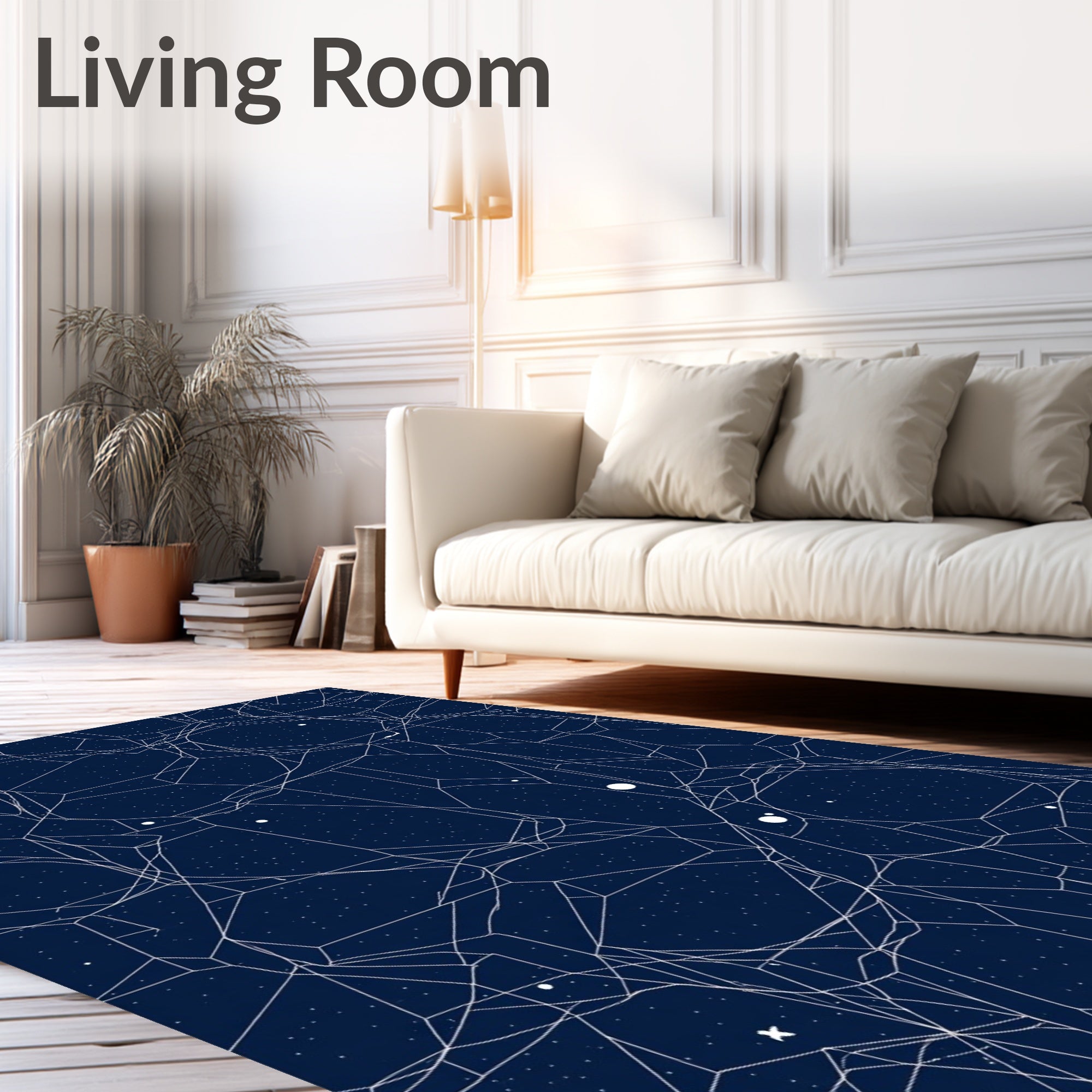 Navy Celestial Network Constellation Rug
