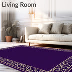 Deep Purple Floral Vine Border Rug
