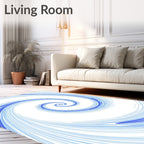Dynamic Blue White Swirl Rug