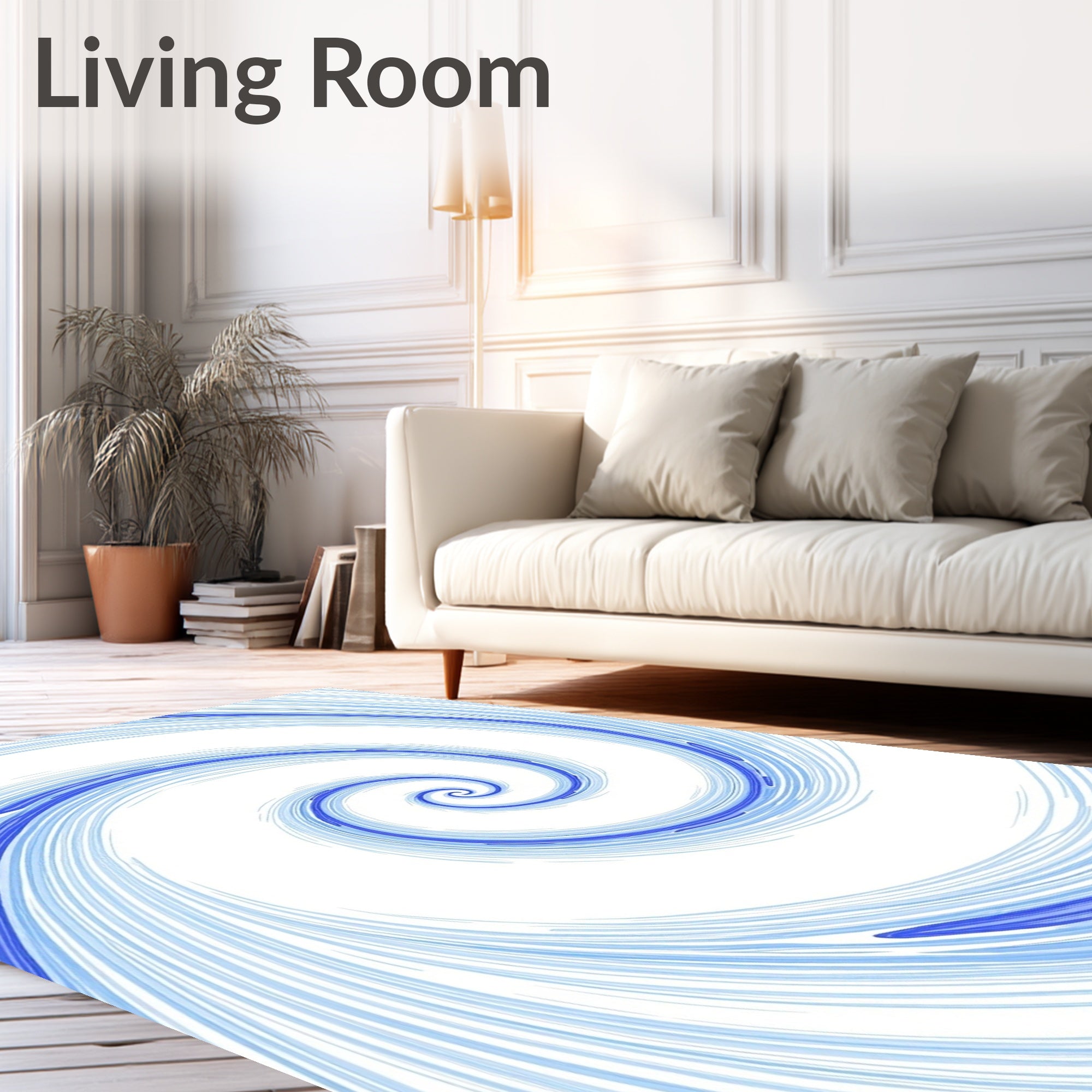 Dynamic Blue White Swirl Rug