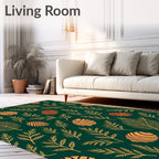 Forest Green Tropical Leaf Scatter Rug