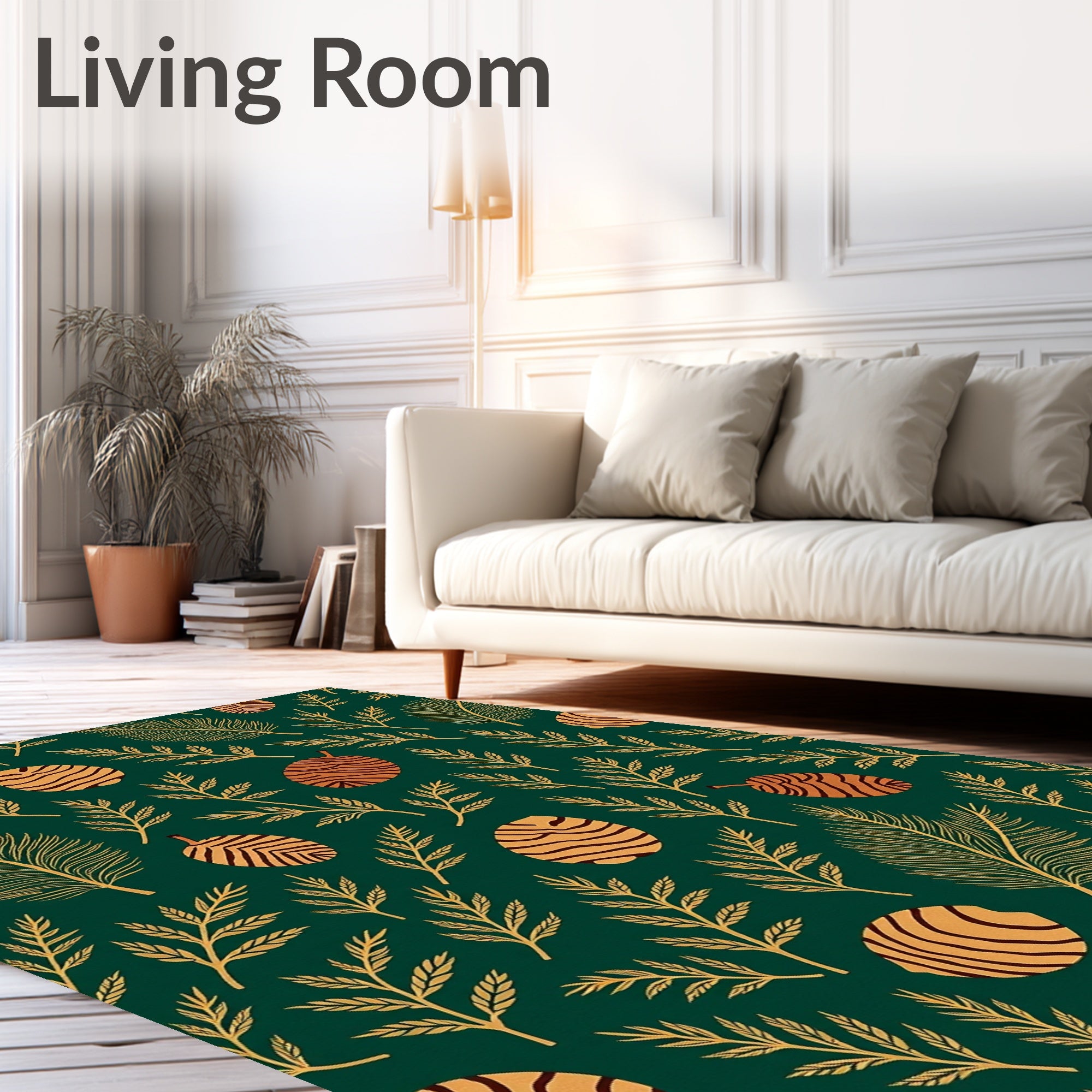 Forest Green Tropical Leaf Scatter Rug