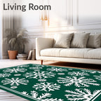 Forest Green Snowflake Medallion Rug