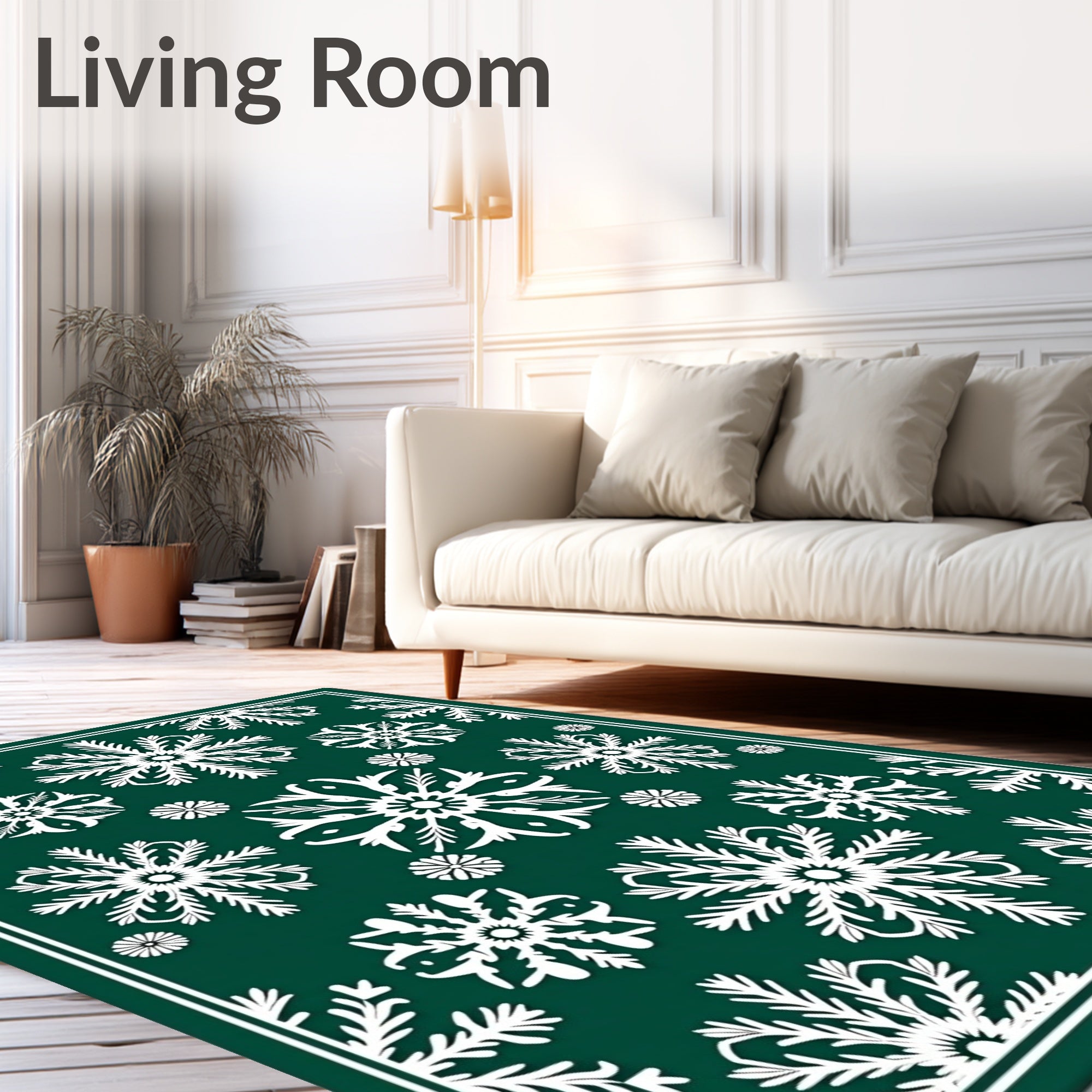 Forest Green Snowflake Medallion Rug