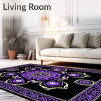 Purple Violet Floral Mandala Border Rug