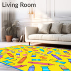 Yellow Crayon Collection Scattered Art Rug