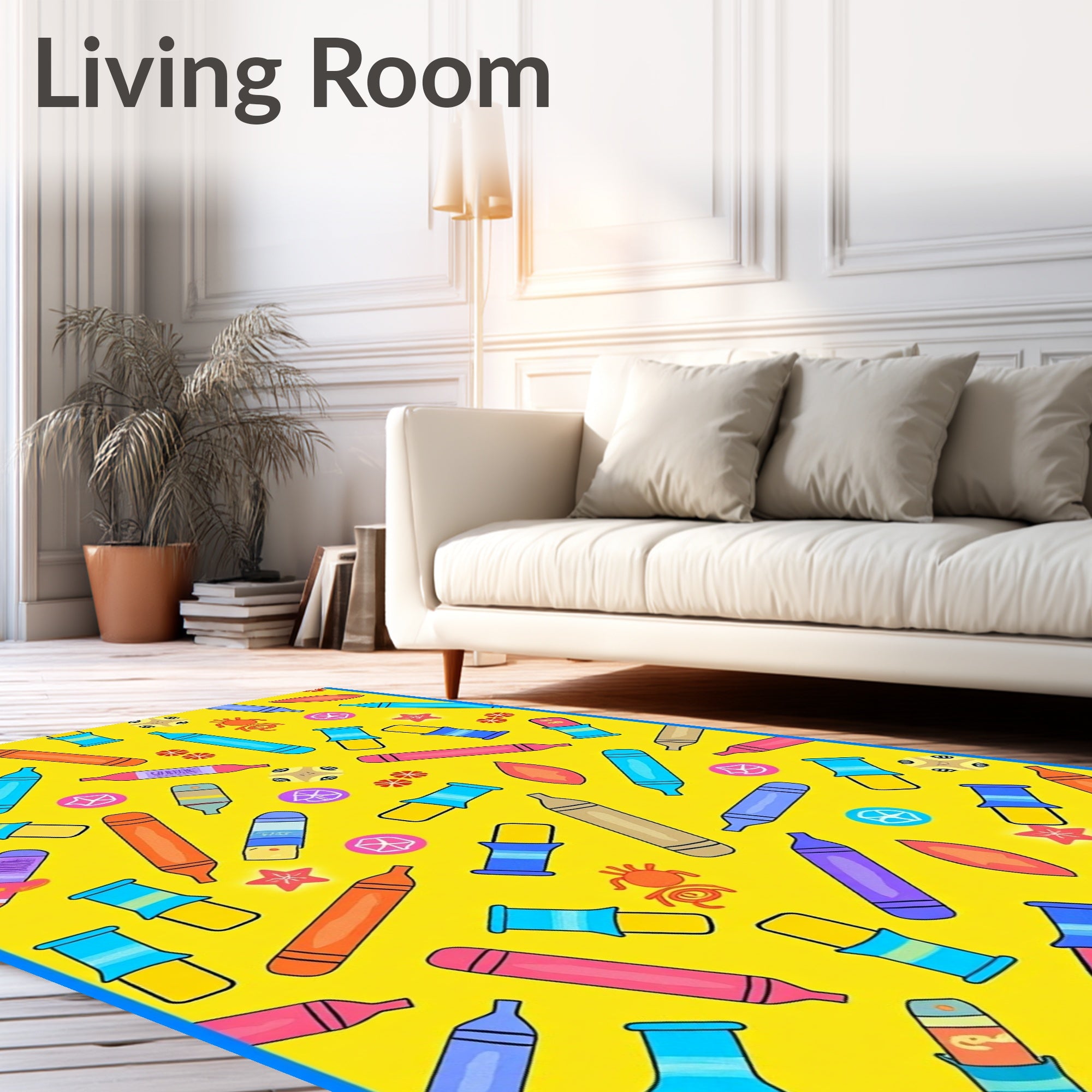 Yellow Crayon Collection Scattered Art Rug