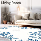 Navy Blue Snowflake Border Accents Rug