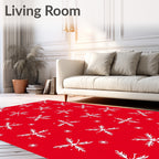 Crimson White Snowflake Cluster Accents Rug