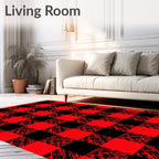 Bold Red Black Buffalo Check Texture Rug