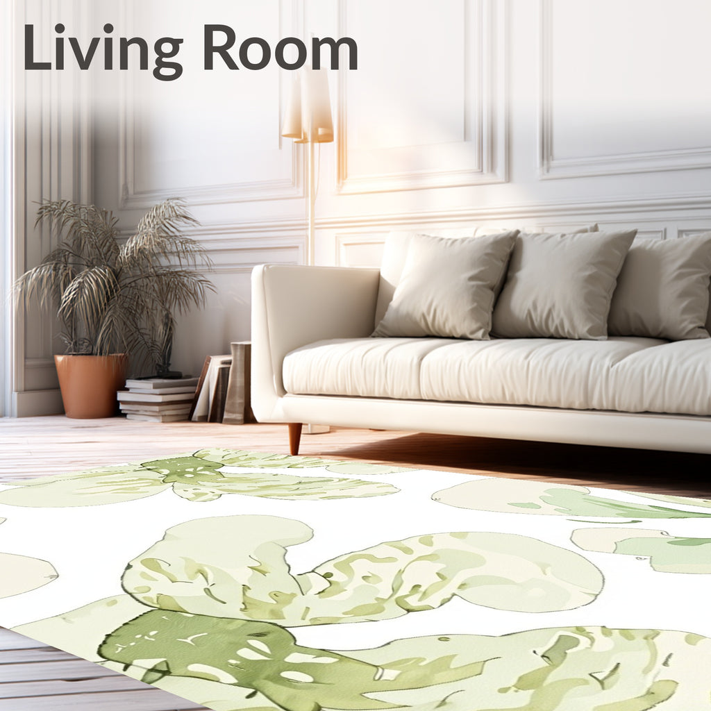 Soft Sage Floral Bloom Watercolor Rug