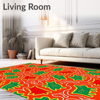 Crimson Red Green Animal Play Rug