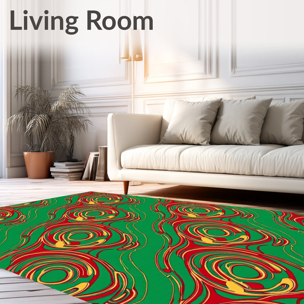 Red Yellow Swirl Abstract Ocean Rug