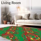 Red Yellow Swirl Abstract Ocean Rug