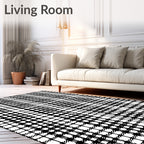 Monochrome Plaid Grid Texture Rug