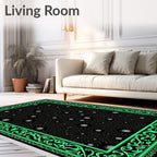 Neon Black Starburst Mandala Rug