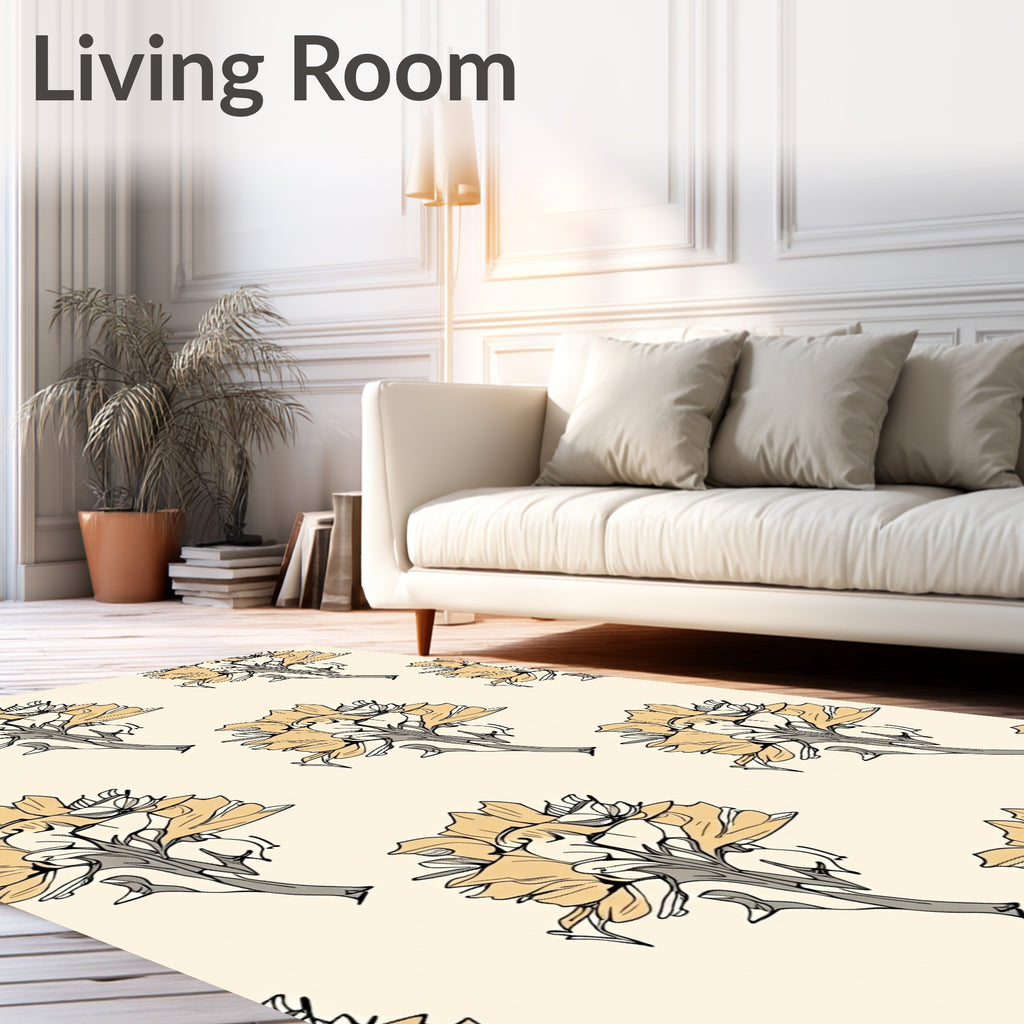 Sandy Budding Floral Scatter Rug