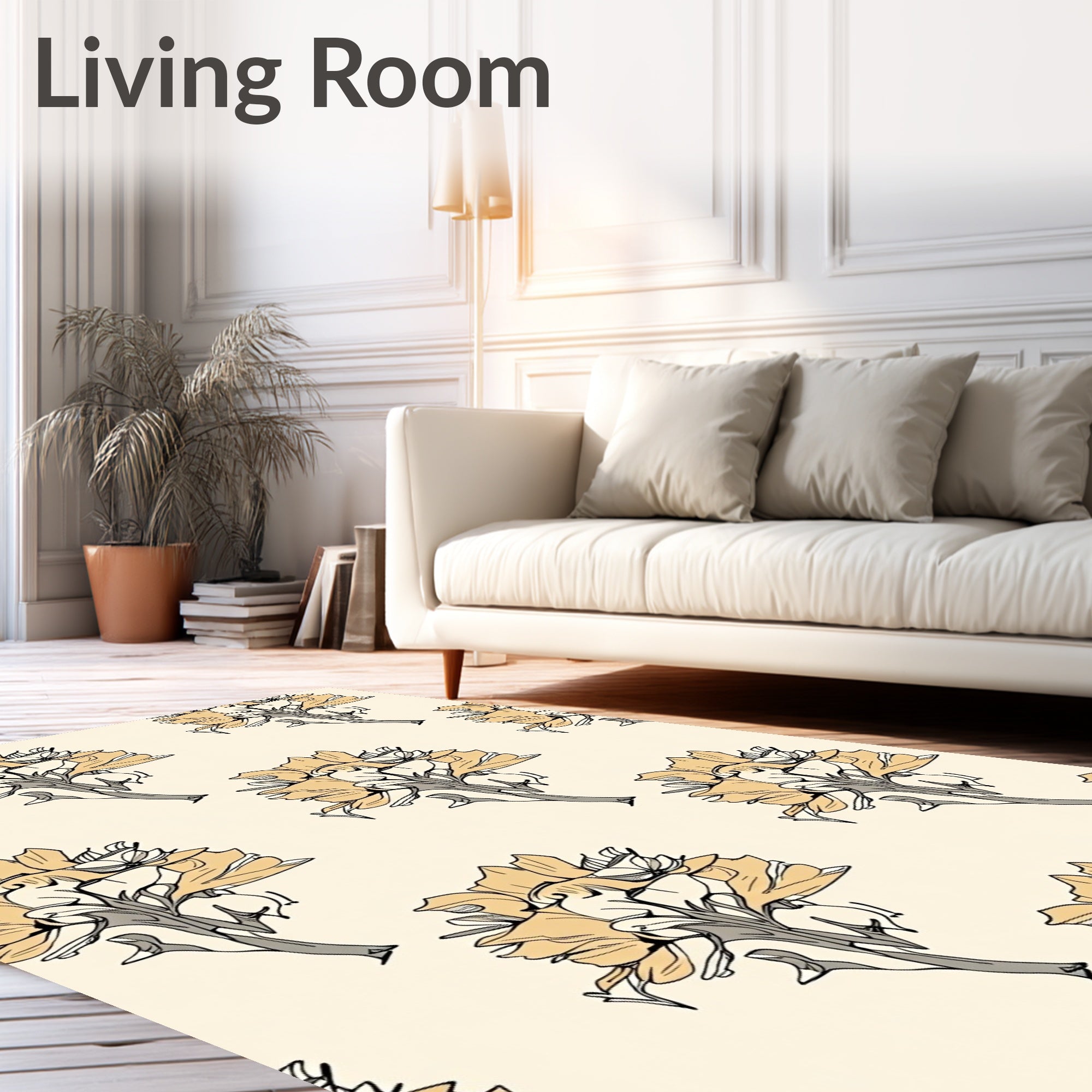 Sandy Budding Floral Scatter Rug