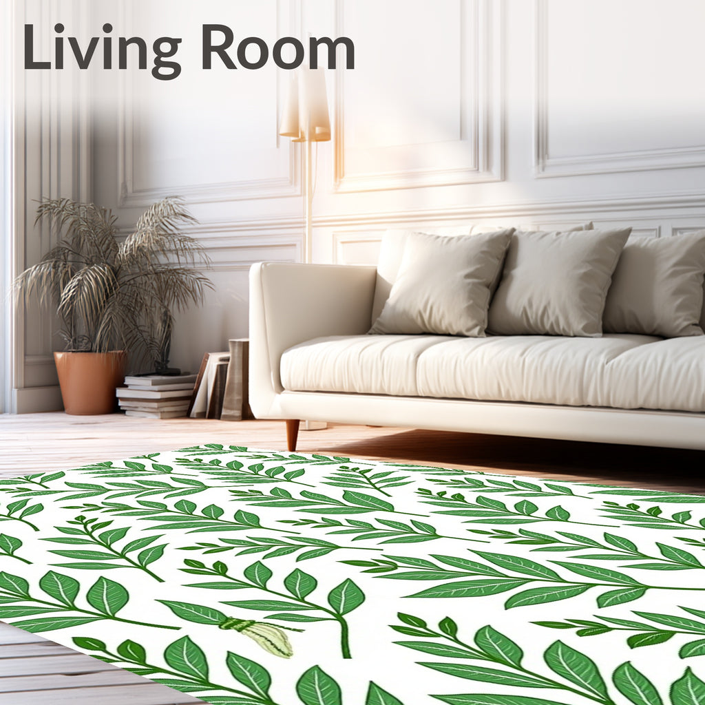 Verdant Green Foliage Branches Rug