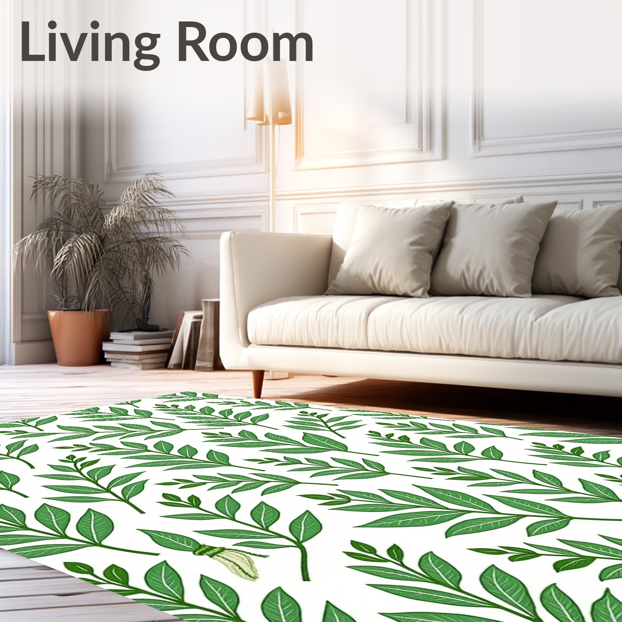 Verdant Green Foliage Branches Rug