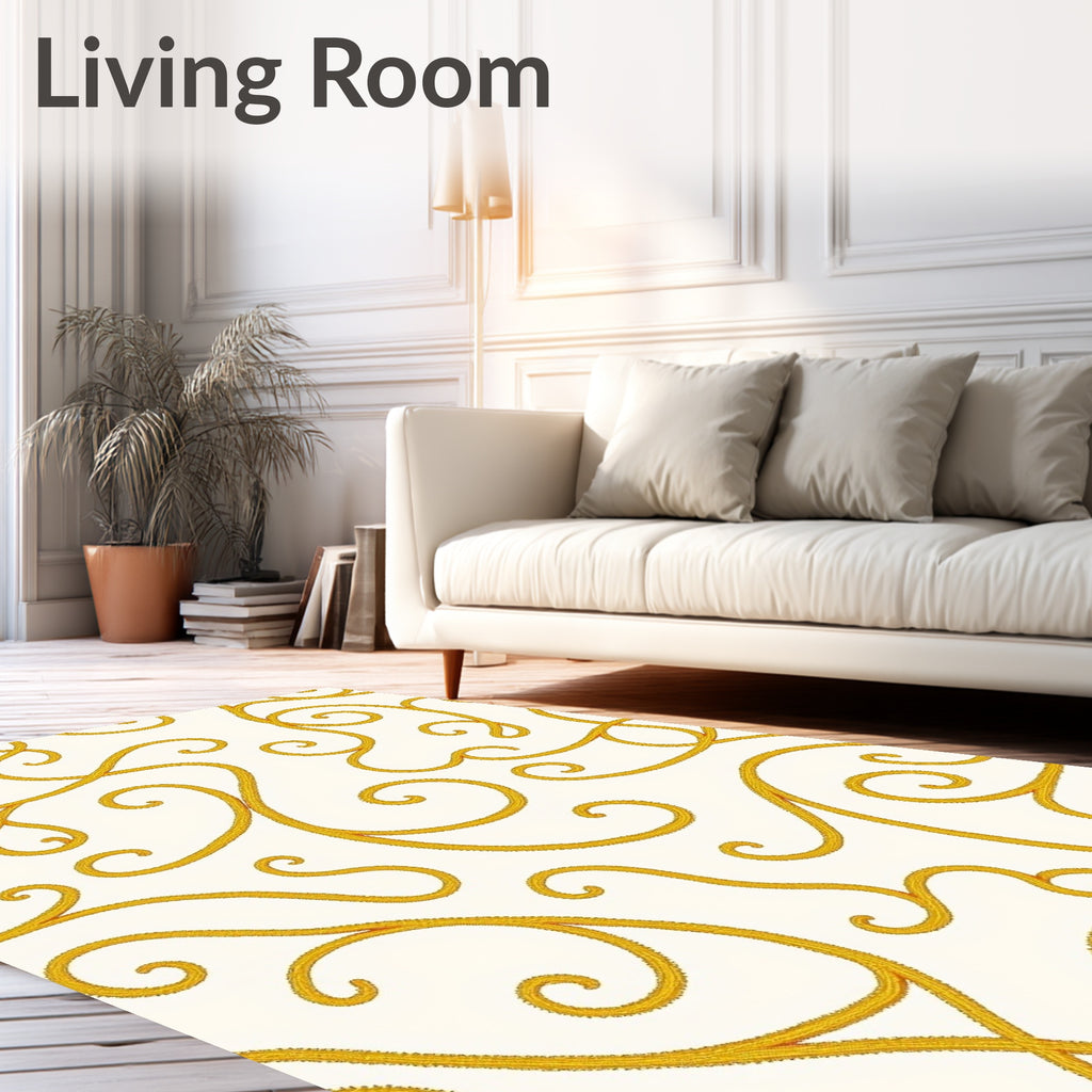 Golden Rope Swirl Abstract Rug