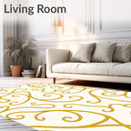 Golden Rope Swirl Abstract Rug