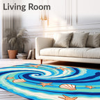 Oceanic Swirl Starfish Seashells Rug
