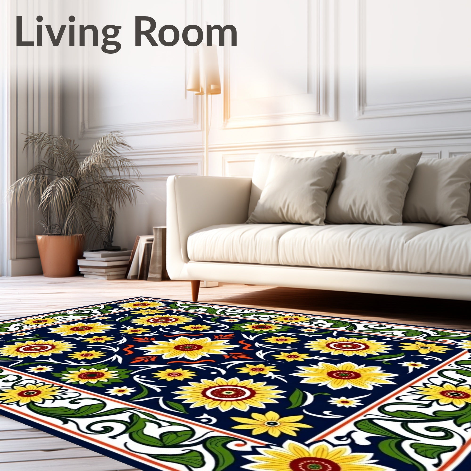 Vibrant Yellow Sunflower Garden Rug