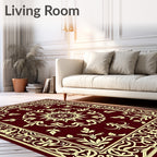 Magnificent Crimson Yellow Medallion Border Rug