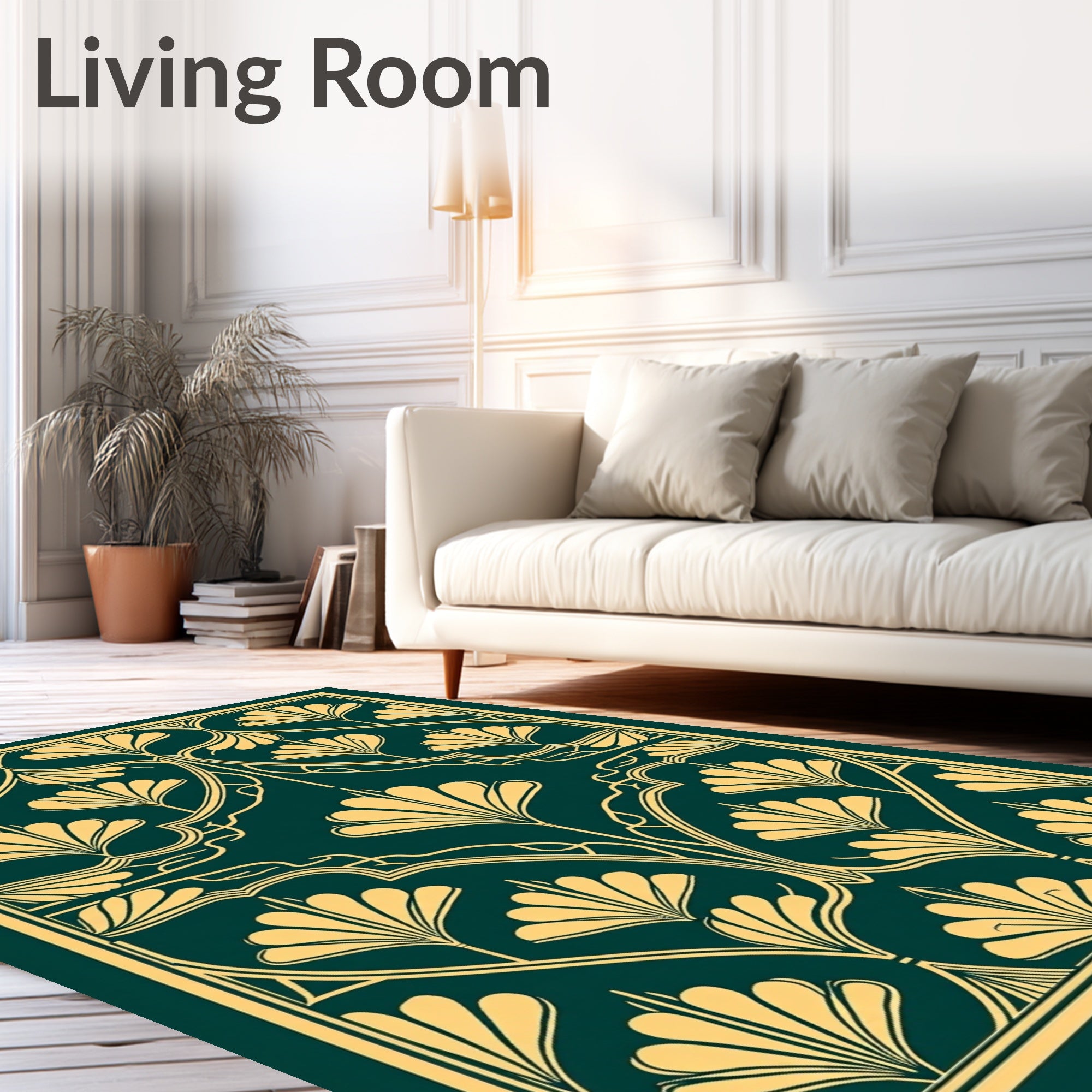 Emerald Golden Fan Art Deco Rug