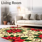 Crimson Floral Vine Scroll Rug
