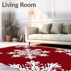 Crimson White Snowflake Garland Rug
