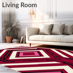 Crimson Pink Diamond Tech Geometric Rug