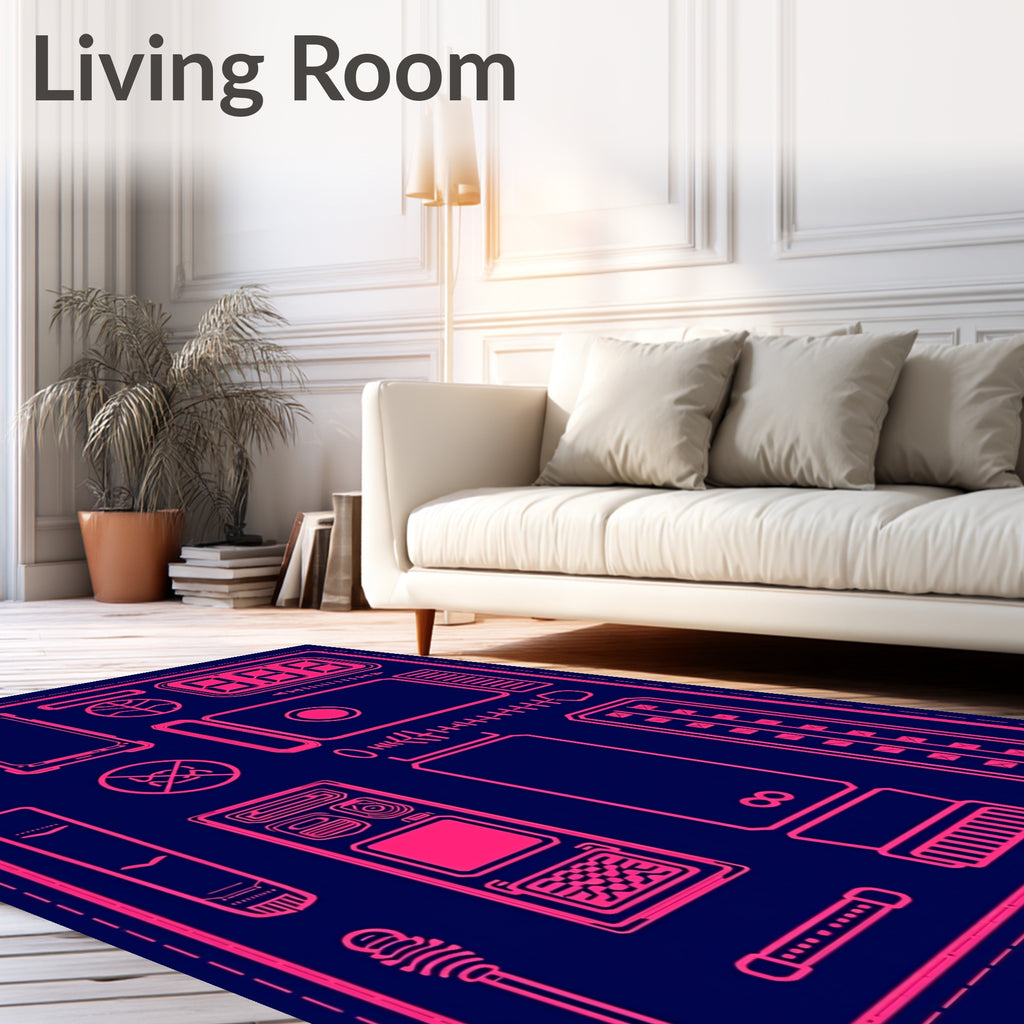 Cyberpunk Hot Pink Tech Collage Rug