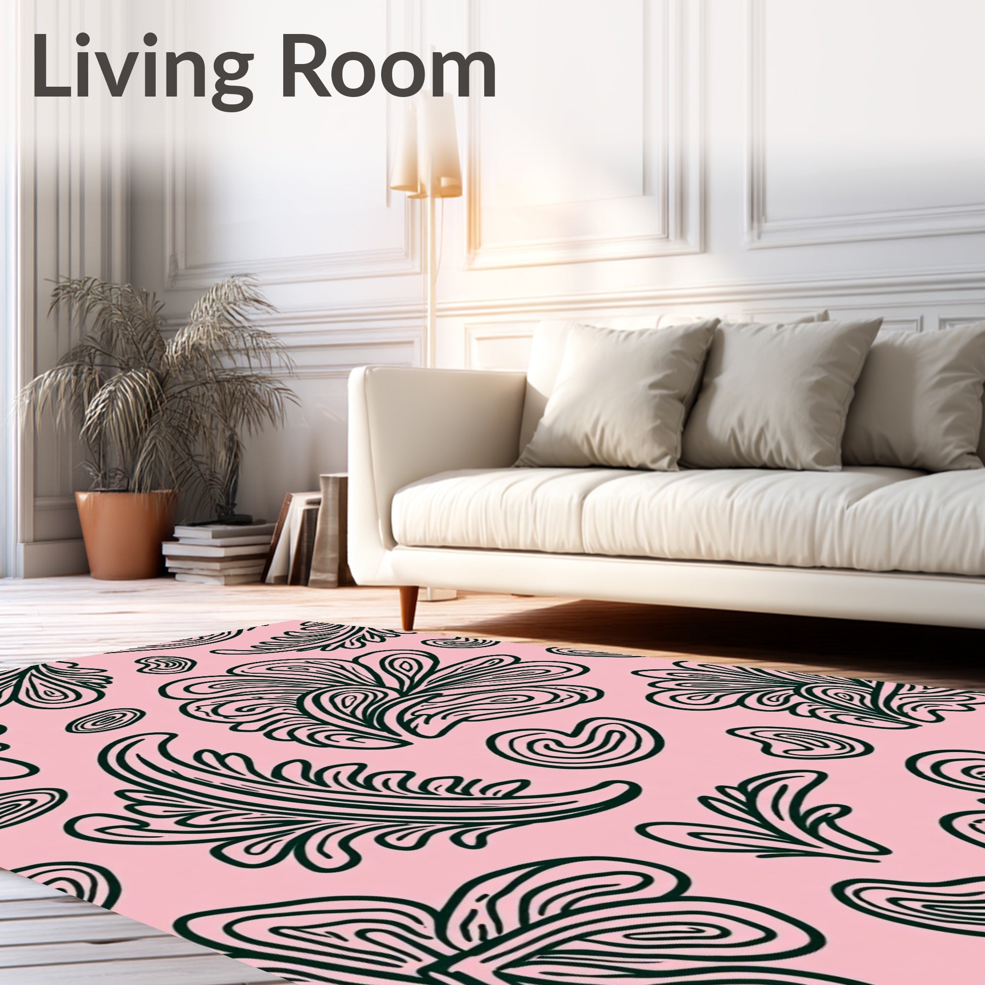 Pink Emerald Swirl Foliage Harmony Rug