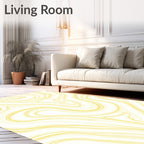 Pale Yellow Swirling Marble Ribbon Rug