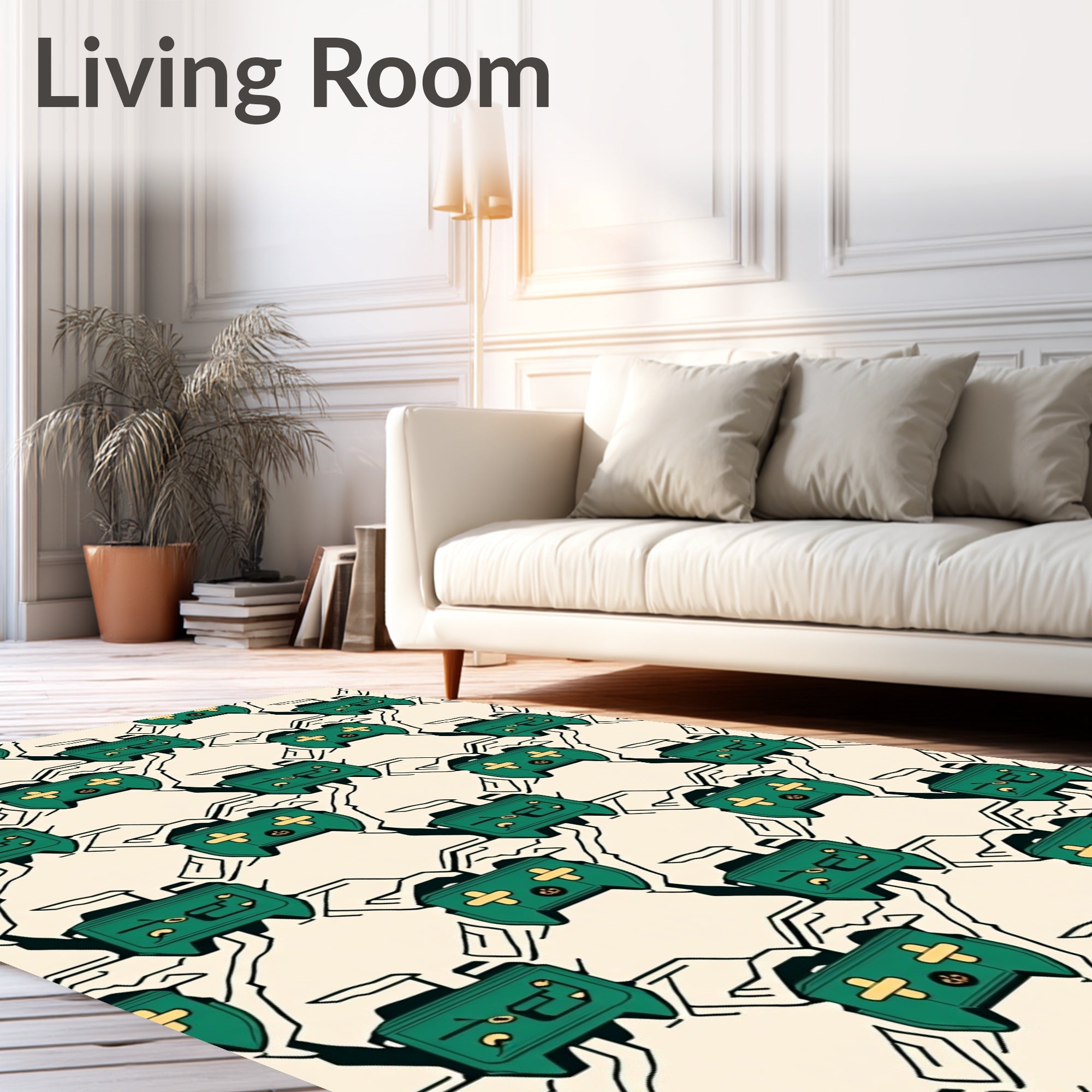 Emerald Green Gaming Controller Circuit Rug