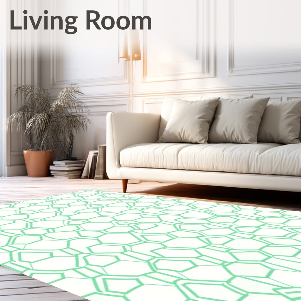 Mint Green Organic Cell Network Rug