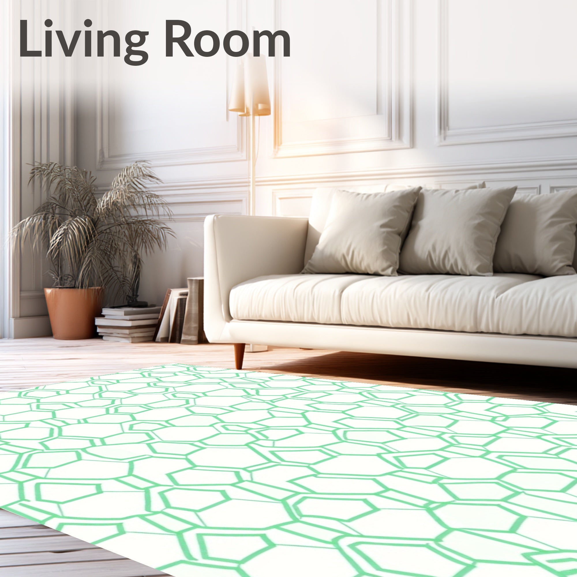 Mint Green Organic Cell Network Rug