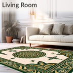 Emerald Gold Ornate Medallion Square Rug