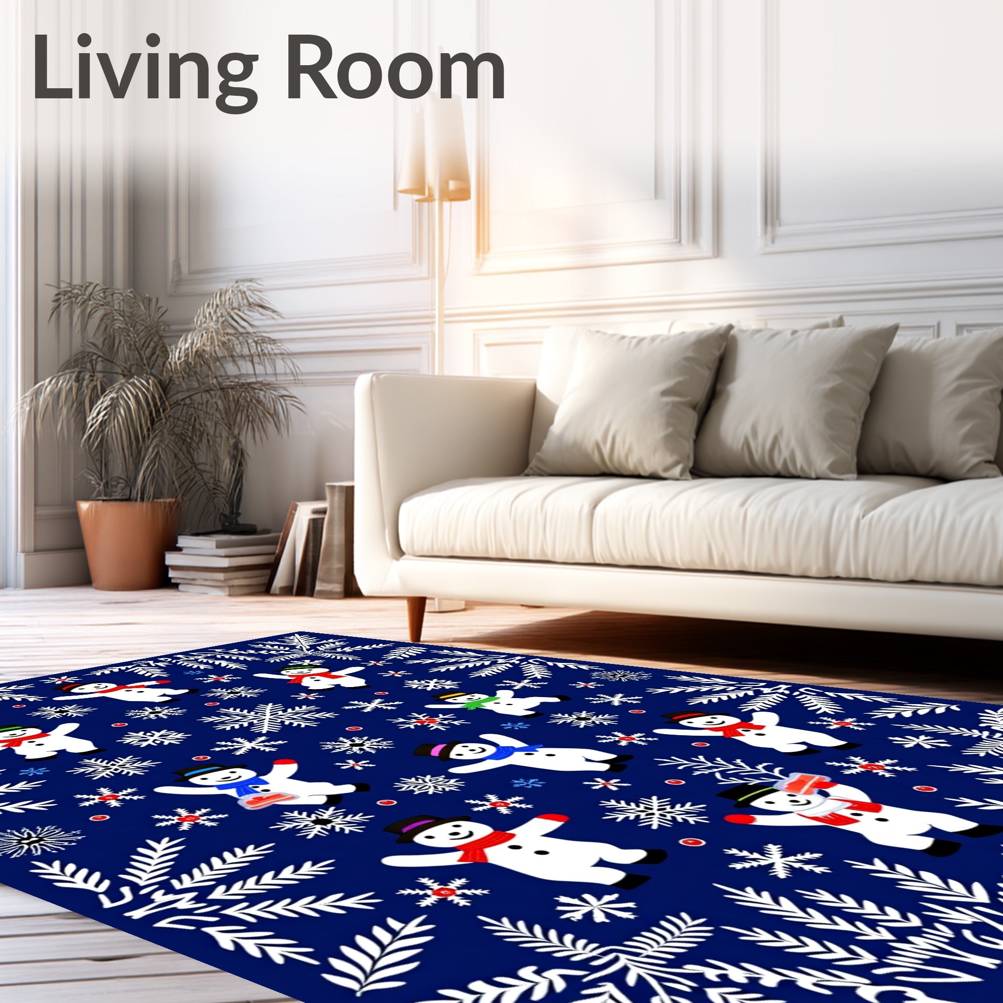 Cheerful Snowman Snowflake Garden Rug