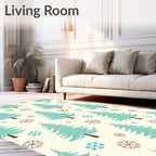 Winter Forest Trees Snowflake Print Rug
