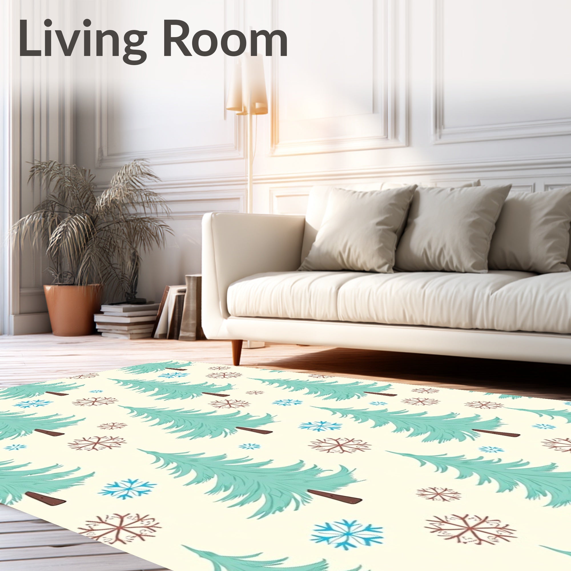 Winter Forest Trees Snowflake Print Rug