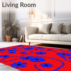 Vibrant Blue Floral Trails Rug