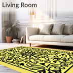 Radiant Yellow Floral Mandala Rug